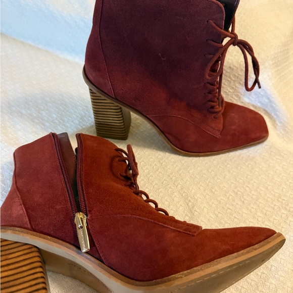 Vince Camuto Red Suede Heeled Boots - Picture 10 of 15